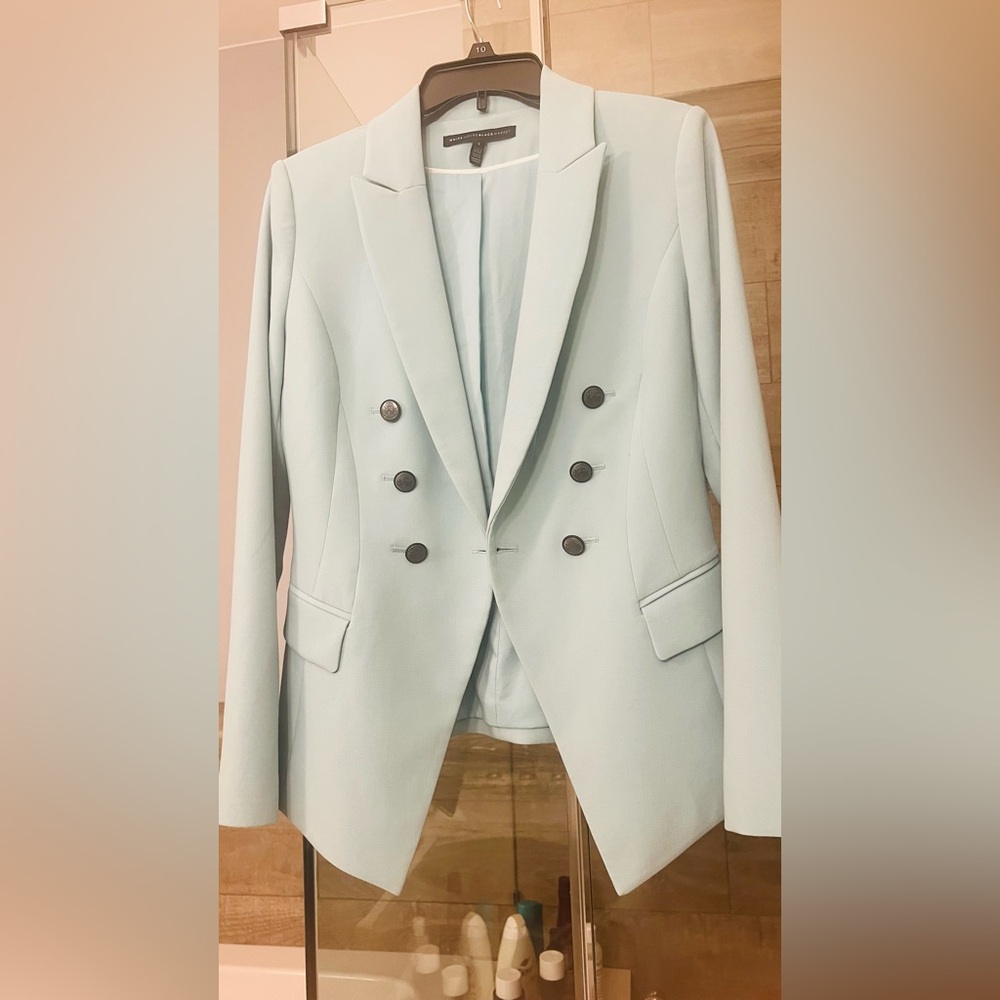 White House Black Market Light Blue Double-Breasted Blazer